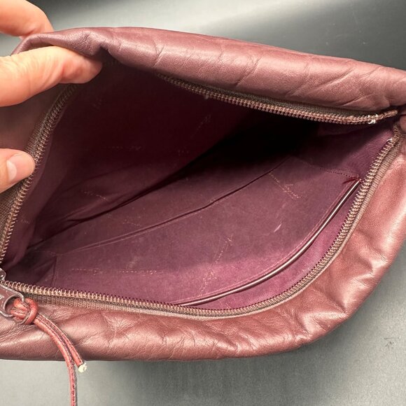Vintage Etienne Aigner Leather Clutch Purse 1970s Maroon Handbag Retro Fashion - Picture 5 of 12